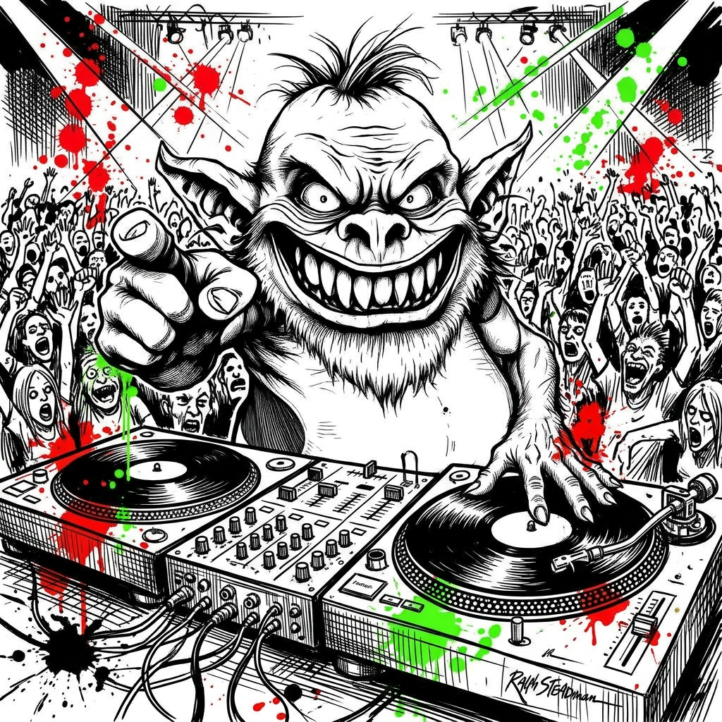 Festival DJ degen featuring the same JUNCY character in a different scene